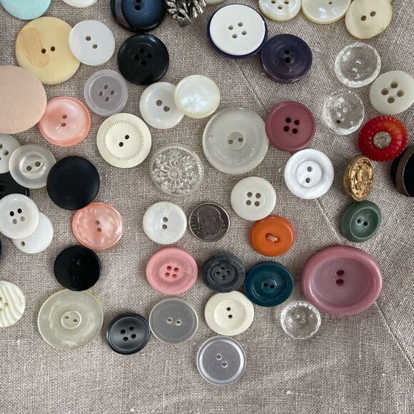 Vintage 164 Lot of Spare Buttons Metal Pastel Rhinestone Crest Assortment - Picture 4 of 13